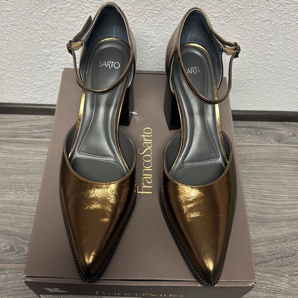 Franco Sarto Diona Ankle Strap Pump In Bronze Leather - Picture 4 of 8